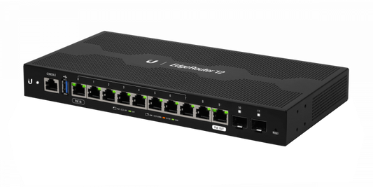 ER-12 UBIQUITI 10-1000 2-SFP USB Consola-RJ45 Enrutador Opc-Rack PoE-entrada inc-24V