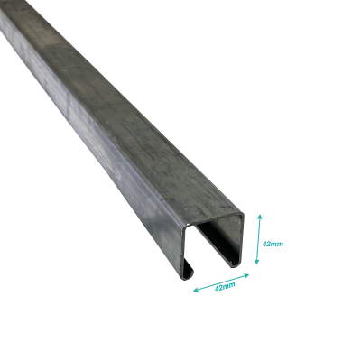 CANAL-3Z Perfil metálico liso tipo Unistrut zincado de 42x42mm y 3 metros de longitud