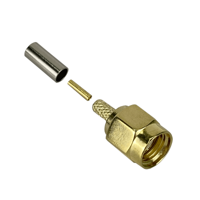 RM1C Conector coaxial crimpeable PRSMA-Macho para cable RG316, apto para CA100 y RG174