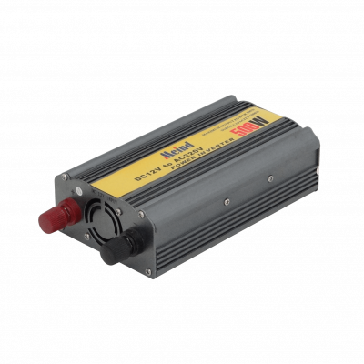 INV-500 MEIND Inversor 300W Nominal 500W Pico 12VDC a 220VAC con Ventilador y Pinzas