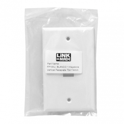 FP1WU Placa Frontal Blanca Vertical para 1 Keystone 70x114mm