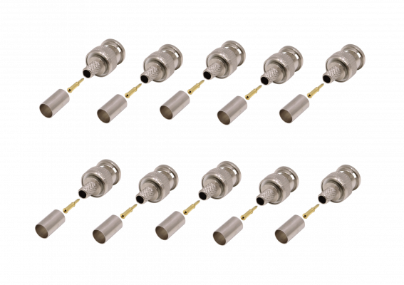 BAC027 10 unidades BNC-Macho para Crimpar 75OHM Conector Coaxial para cable RG59