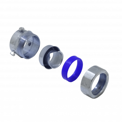 MEMT32 Conector metálico de unión EMT a conducto flexible de 32mm, rango 24-35mm a 24mm