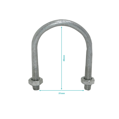 UDN-04 int-48mm inc-2-tuercas Abrazadera Metalica Unitaria para Poste