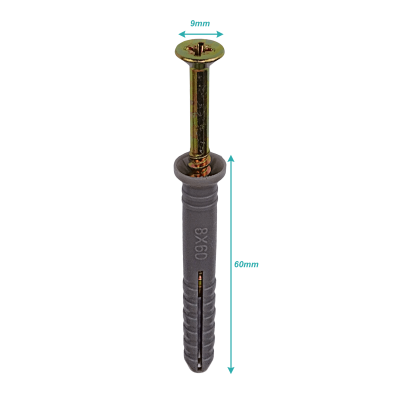 TARUGO-8 100-unids. 8x60mm Espiga Anclaje para Ladrillo Hueco