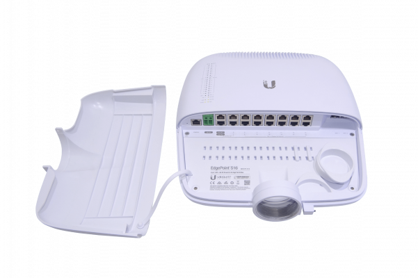 EP-S16 UBIQUITI Conmutador Administrable 16 puertos PoE (24V 48af 52at 54V) 1000 Mbps más 2 ranuras SFP+ 10G con puerto de consola