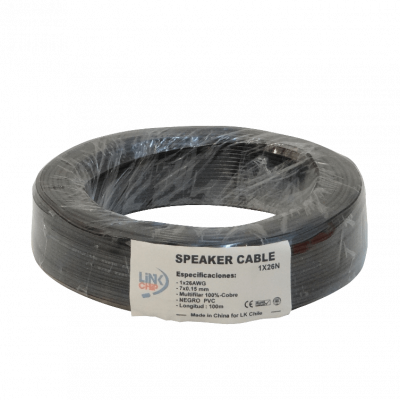 1X26N Cable Unipolar Aislado con PVC 26 AWG Color Negro 100 Metros Conductor de Cobre 7x0,15mm Sección 0,13mm²
