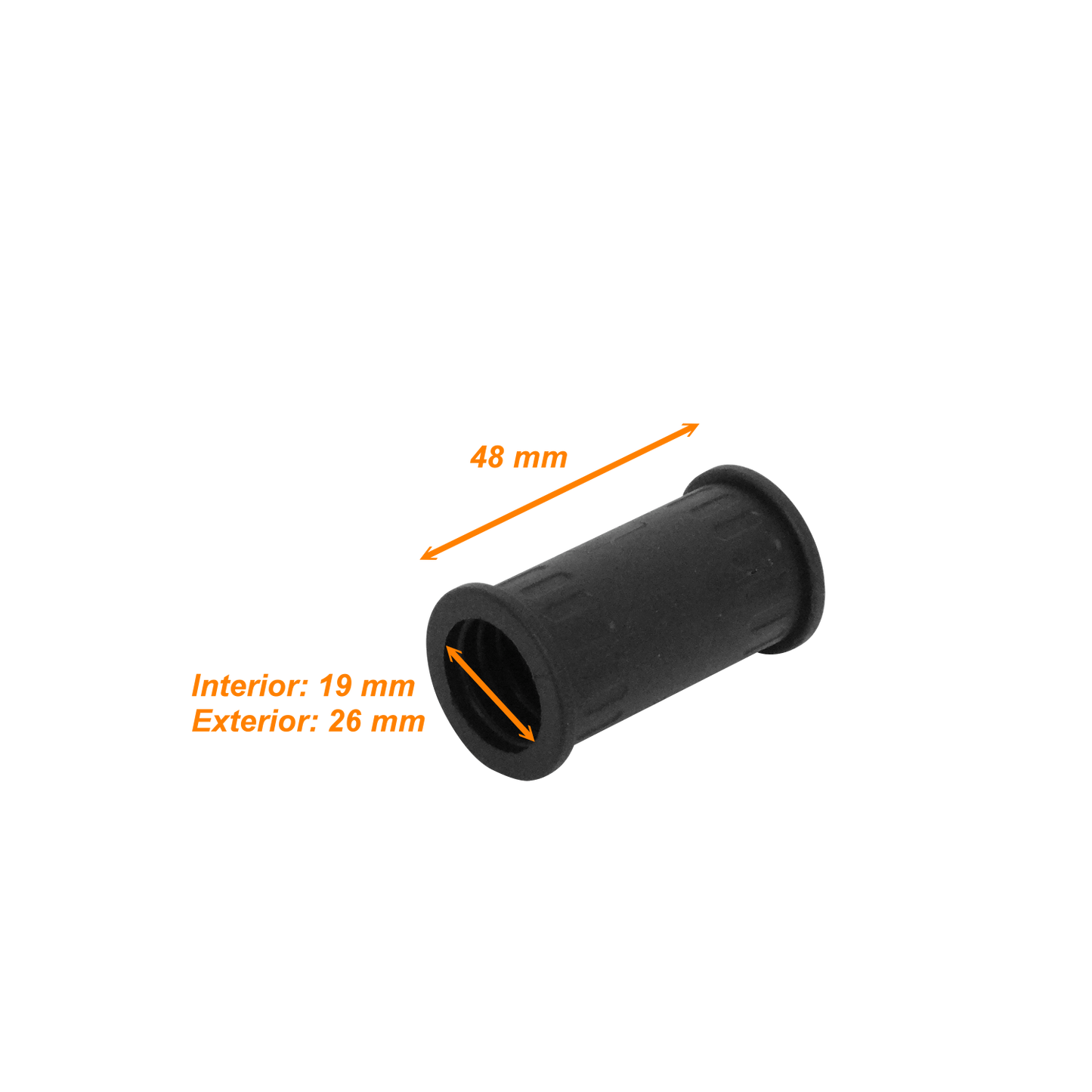 FLEP19-U 19mm Conector Acoplador para Tubería Flexible Plástica Negra Corrugada