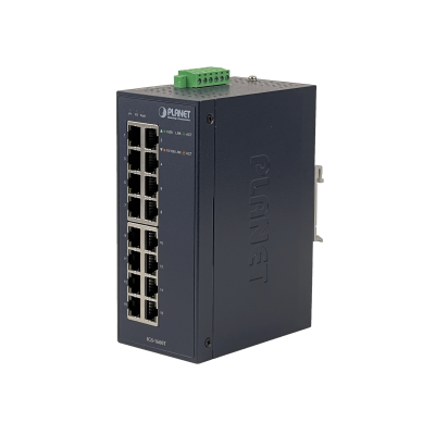IGS-1600T PLANET Conmutador Industrial de 16 Puertos 10/100 Mbps No Gestionable Montaje en Carril DIN IP30 Alimentación 12-48VDC
