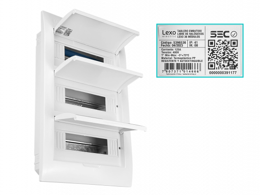 CADIN-36E LEXO Cuadro Empotrado LSZH 36 Módulos Carril Din IP41 IK08 5396536