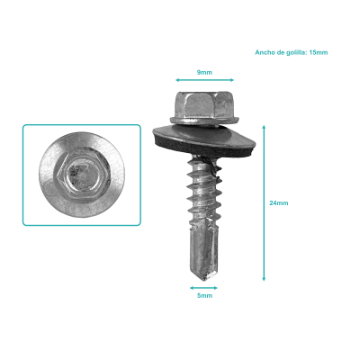 BA12-10. Hexagonal-8mm 50u. 12x1 Largo-25mm Zn Tornillo Autoperforante 1,0p