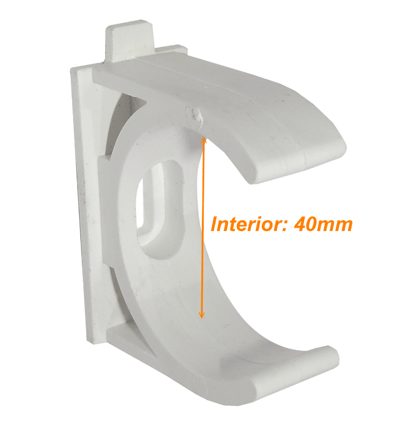 PVC40-A LINKCHIP 40mm Soporte Fijacion Abrazadera p/Tubo PVC Blanco Tornillo