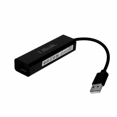 GENLANHUB ULINK Negro Adaptador Hub Multipuerto 1-USB2.0 a 1-LAN-RJ45-Ethernet 10/100Mbps y 3-USB2.0