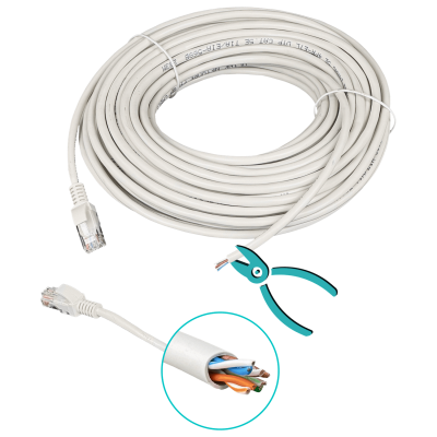 CPG-20C Cable de Parcheo Gris 20 metros 1-pieza CAT5E UTP 26AWG-CCA RJ45 Moldeado