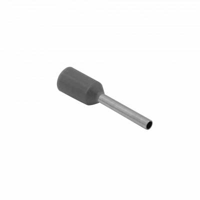 E0508-G Terminales Aislados de Virola para Crimpar, Gris, 0,5mm², 8/14mm, Paquete de 100 unidades, Calibre AWG22