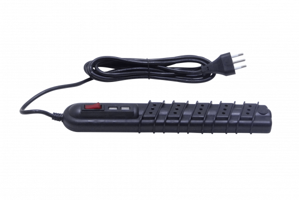 ELG-35NU RITTIG Negro 5-Tomas 2-USB5V Extensión 3metros 10A-250V 2200W Luz Piloto-Interruptor