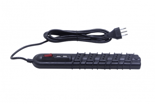 ELG-35NU RITTIG Negro 5-Tomas 2-USB5V Extensión 3metros 10A-250V 2200W Luz Piloto-Interruptor