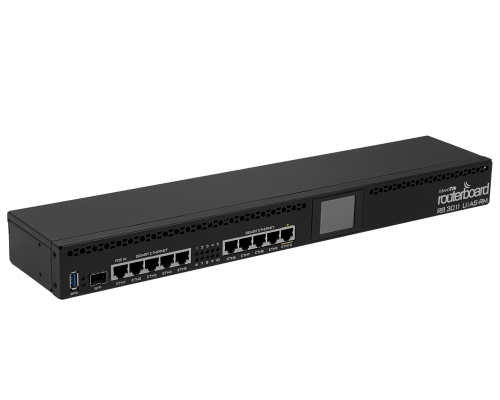 RB3011UIAS-RM MIKROTIK Router 10-1000 1-SFP 1-USB Pantalla LCD Licencia5 1,4GHz-Dual 1GB 1U-Rack 10-30VDC