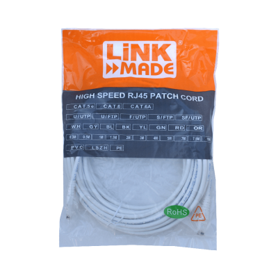 CP6W-100L LINKMADE 10 metros Cat6 U/UTP Blanco LSZH Latiguillo de Red Moldeado Multifilar
