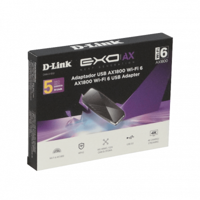 DWA-X1850 D-LINK Adaptador WiFi6 AX1800 1200+574mbps Doble Banda 5GHz+2,4GHz USB3.0/3.2 Antena Integrada