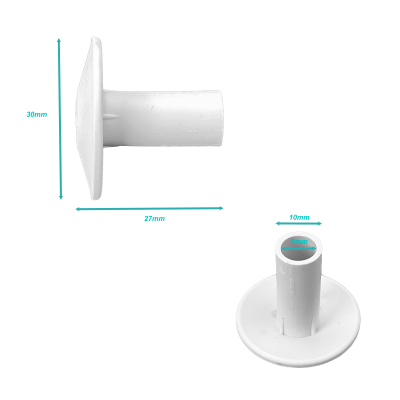 PASAMURO-W Blanco Plástico Diámetro interior 7,6/10mm para atravesar Cable por pared-26mm