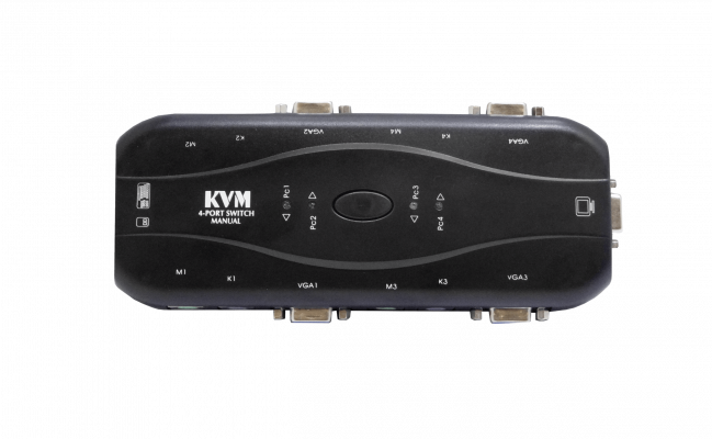 KVM-K04S KVM 4-PS2-VGA requiere-Cables no-inc-Fuente-Poder/5-9VDC/100mA