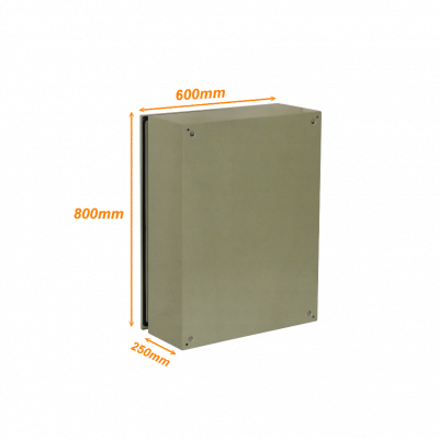 ST6-825 TIBOX Armario metálico de superficie de 800x600x250mm, con 2 puertas ciegas sin cerradura, grado de protección IP65, color beige.