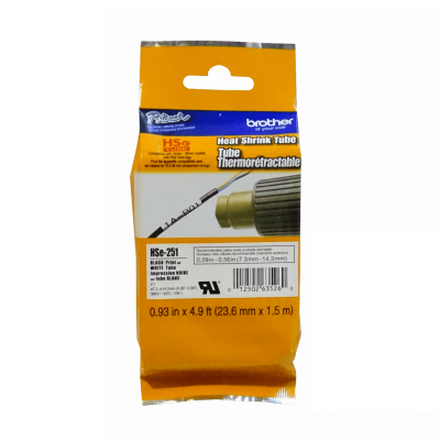 HSE-251 BROTHER 23,6mm Termocontraíble 7,3-14,3mm Negro sobre Blanco Rotulador 1,5 metros