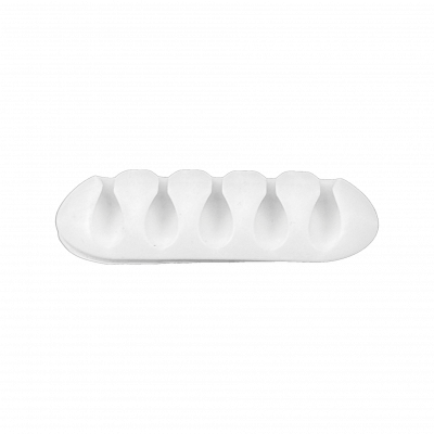 SILI-5W Sujetacables de Escritorio para 5 Cables Adhesivo de Silicona Blanco 27x67mm