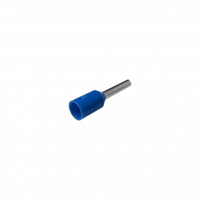 E1008-A Terminales aislados engarzables de color azul para cable de 1,0mm², 8mm de largo y 15mm de diámetro, calibre AWG18, en paquete de 100 unidades
