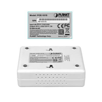 POE-161S PLANET Divisor PoE+ Entrada 48-56V Salida Dual 12V/5V 25W Estándar 802.3at Velocidad 10/100/1000mbps
