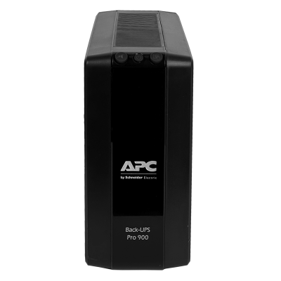 BR900MI APC Sistema de alimentación ininterrumpida de 900 VA / 540 W, batería de 68 Wh con 1 módulo de 9,4 Ah, tiempo de transferencia de 10 ms, 6 tomas C13, 1 entrada C14, puertos USB y serial, rango de entrada 176-294 VCA