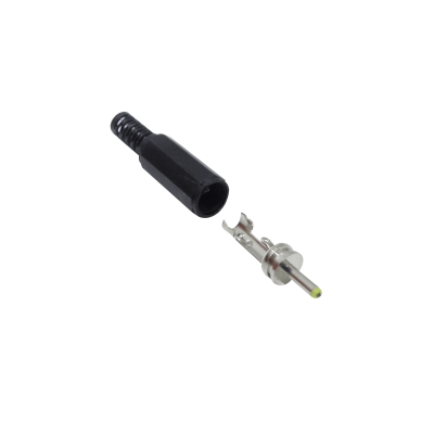 PLUG-0725 Conector macho de alimentación DC de 2,5x0,7 mm y 9 mm de longitud para ensamblar mediante soldadura