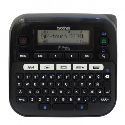 PT-D210 BROTHER Rotuladora de Oficina QWERTY para Cintas TZe de 3,5 a 12mm, 6 Pilas AAA o Fuente 9V