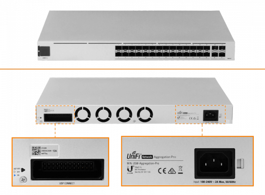 USW-PRO-AGGREGATION UBIQUITI req-UniFi 4-SFP28 28-SFP+10G Switch Rack Admin-L3 100-240VAC