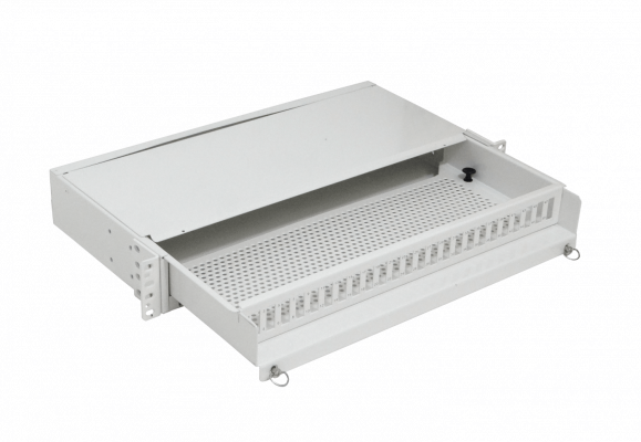 CFR24DX Cabecera deslizable para fibra de 1,5U con capacidad para 24 SC dúplex y 96 LC, requiere cóplas dobles