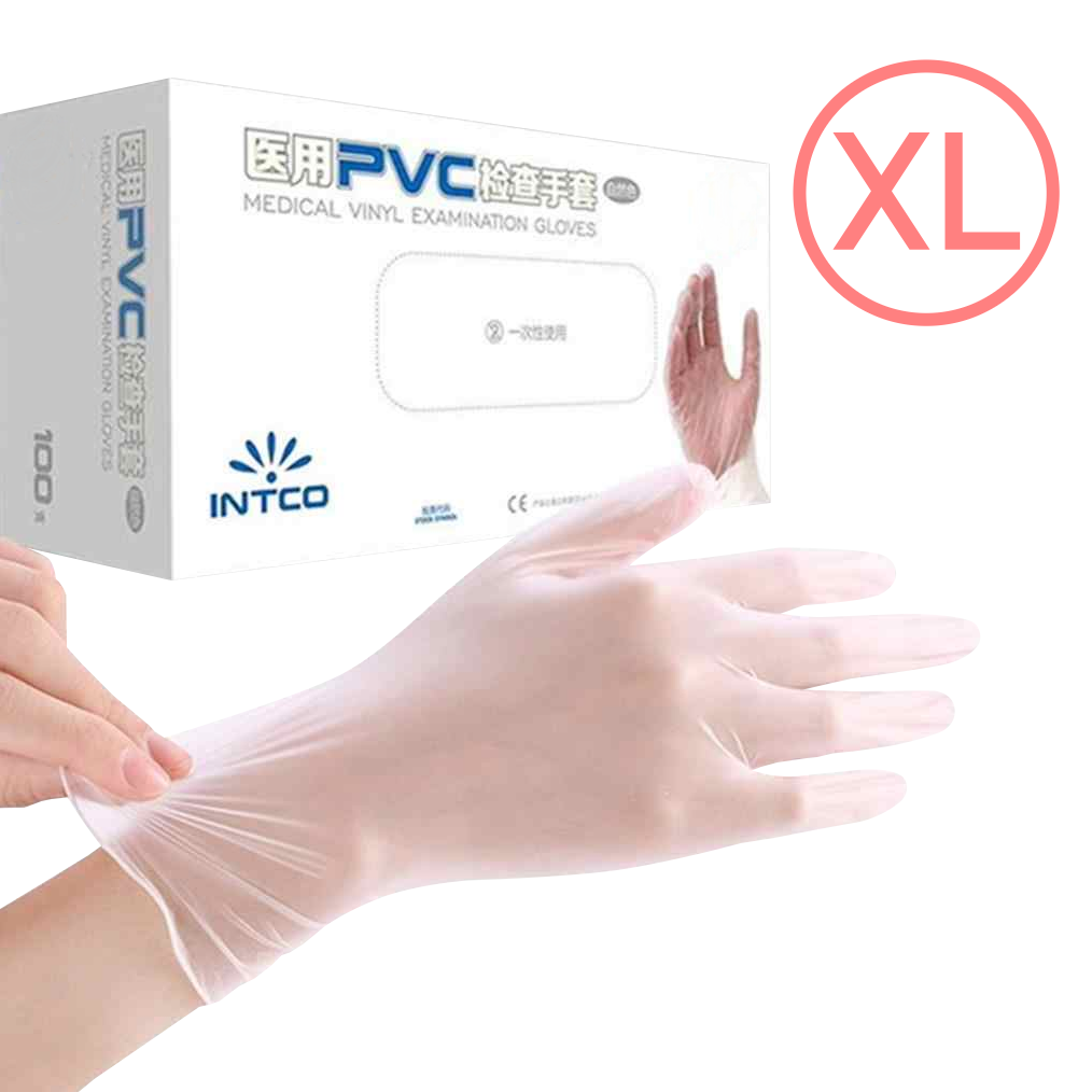 GUANTEX 100-unidades Tamaño-XL 50-pares Guantes PVC Blanco Descartable Extra-Grande