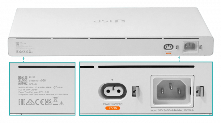 UISP-S-PRO UBIQUITI Conmutador 24 puertos 1000 (16 PoE Pasivo 4 SFP+ 10G 27V/220W total 100-240VAC)