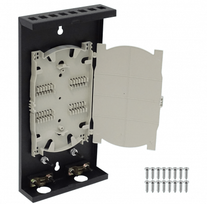 BOX-8 12-Manguito 2-Entr 8-CL-Rectangular IP20 Caja Metalica Negra Fibra NAP
