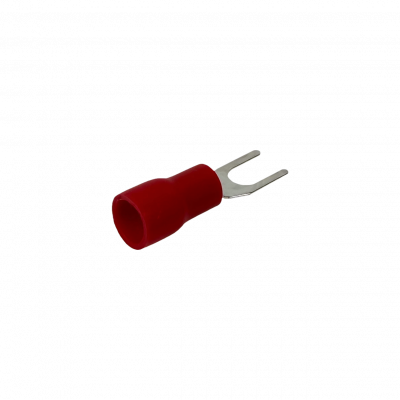 HORQ-3715 Terminal Horquilla Aislado PVC Rojo 3,7mm para Cable 0,5-1,5mm², Paquete de 100 Unidades