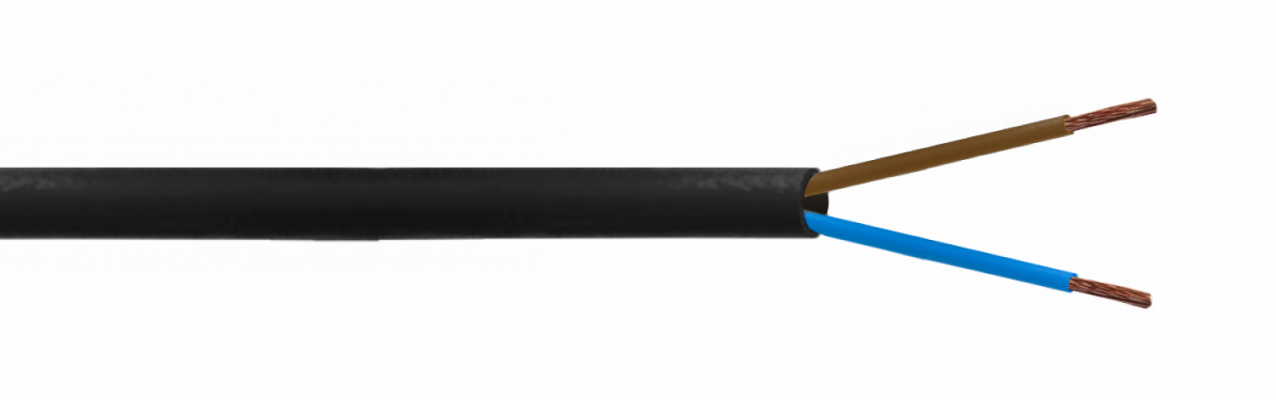 CORDON5-2. Cable eléctrico negro RVV de 2 conductores 0,50mm² longitud 100 metros capacidad 2-3A a 300V calibre AWG20