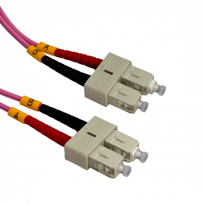 JF4CC1 Cable de Fibra Óptica Multimodo OM4 Duplex SC-SC, 1 metro, cubierta LSZH, 50/125µm, diámetro 3mm