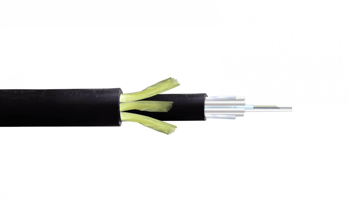 CFSS12 SM Cable ADSS monomodo de 12 hilos G652D con cubierta exterior de polietileno de doble camisa, tramo de 200 metros y diámetro de 13mm