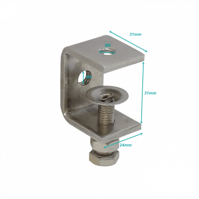CLAMP-M8 Grapa en C de acero inoxidable con varilla roscada M8 y tuerca hexagonal