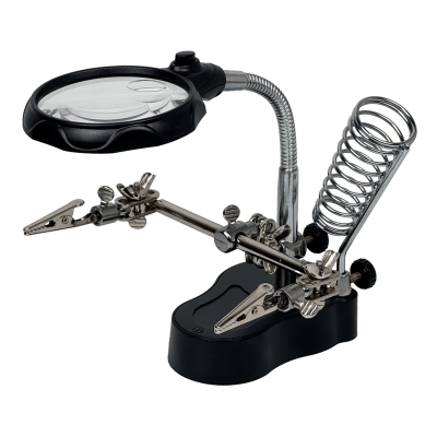 CAU-LUPA Tercera Mano Base Soporte Soldador Lupa/3,5X /12X 2-Led Necesita 3-Pila-AAA