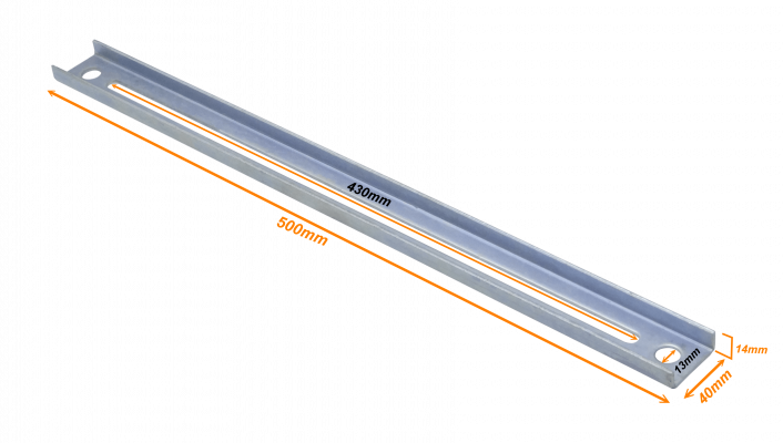 CCA-50A 50cm 2-Perfil Carril Metálico Ranurado Sujeción para CC-360 500x40x14mm
