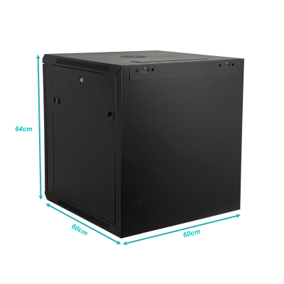 RK12-6L 60cm-Fondo 12U Armario Rack de Pared Negro incluye M6-2U