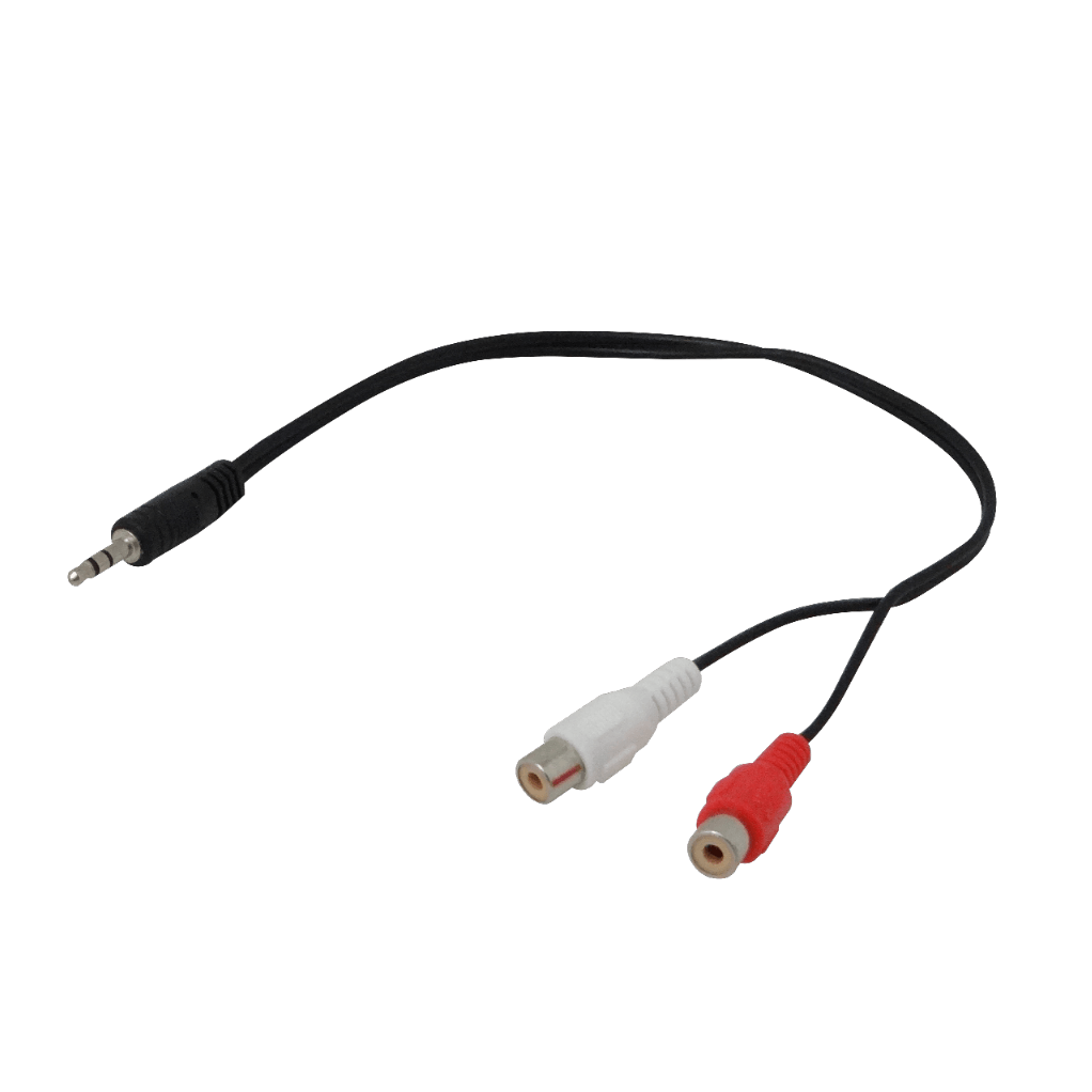 AUDIO-MRH Cable Adaptador de Audio de 20cm, Conector Macho 3.5mm a 2 Conectores RCA Hembra, Plug Phone de 1/8