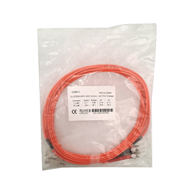 JFMET3 Latiguillo de Fibra Óptica Multimodo OM1 Dúplex 3 metros E2000/UPC a ST/UPC Núcleo 62.5/125µm