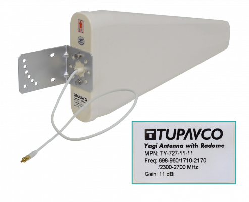 TP545 TUPAVCO Antena direccional Yagi de 11 dBi para redes 3G/4G/LTE, bandas 698-960 MHz y 1,71-2,7 GHz, conector SMA-Macho